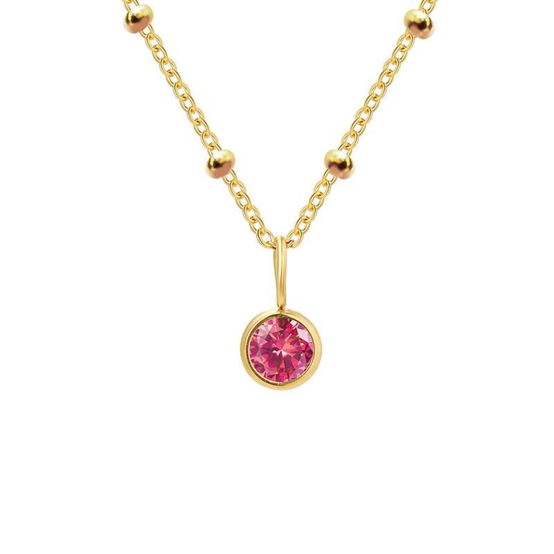Stainless Steel Ball Chain Birthstone Necklace