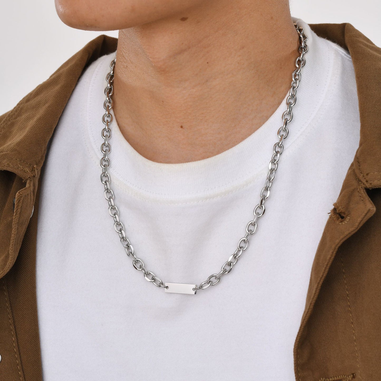 Stainless Steel Cable Chain Men's Necklace