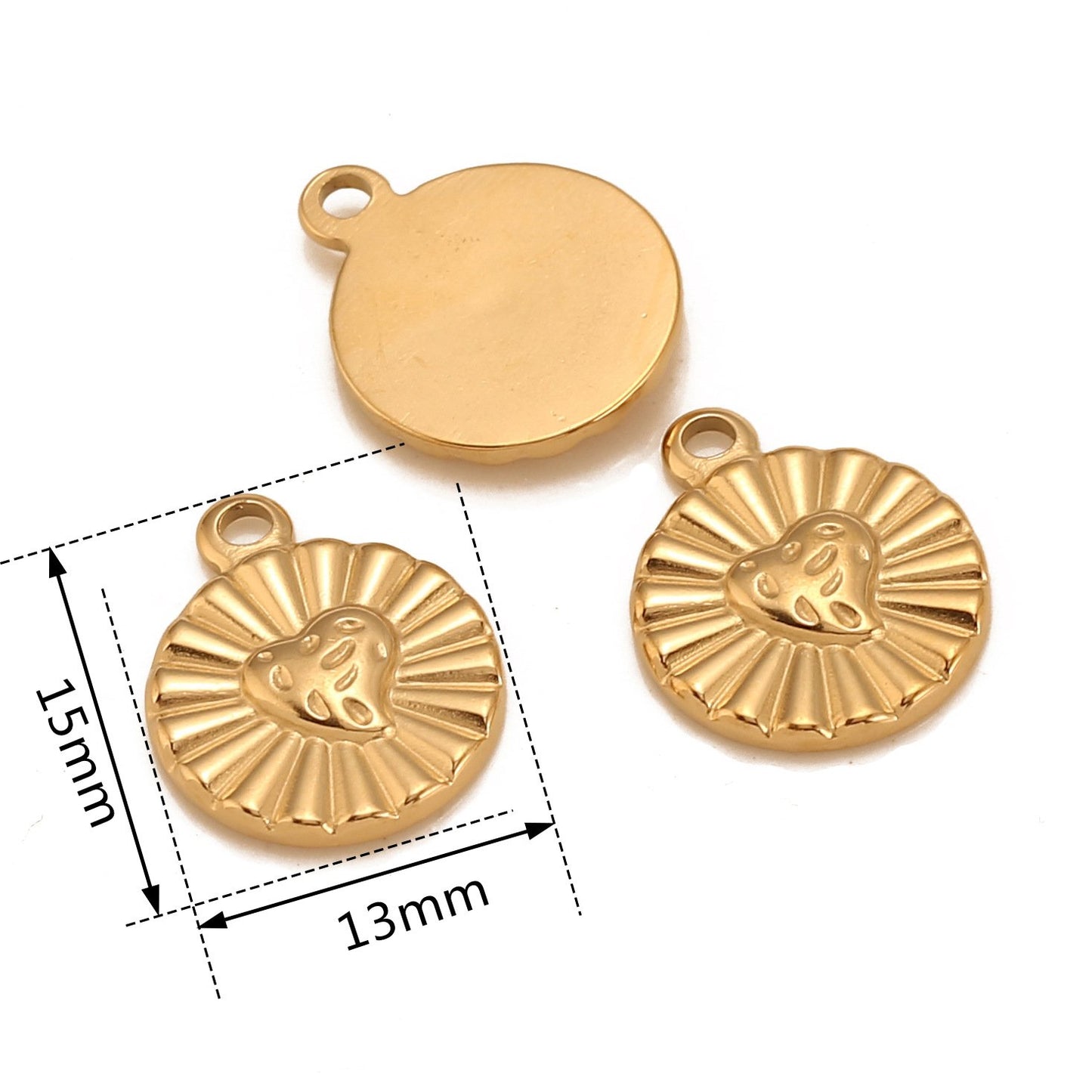 Stainless Steel Heart Round Pendant