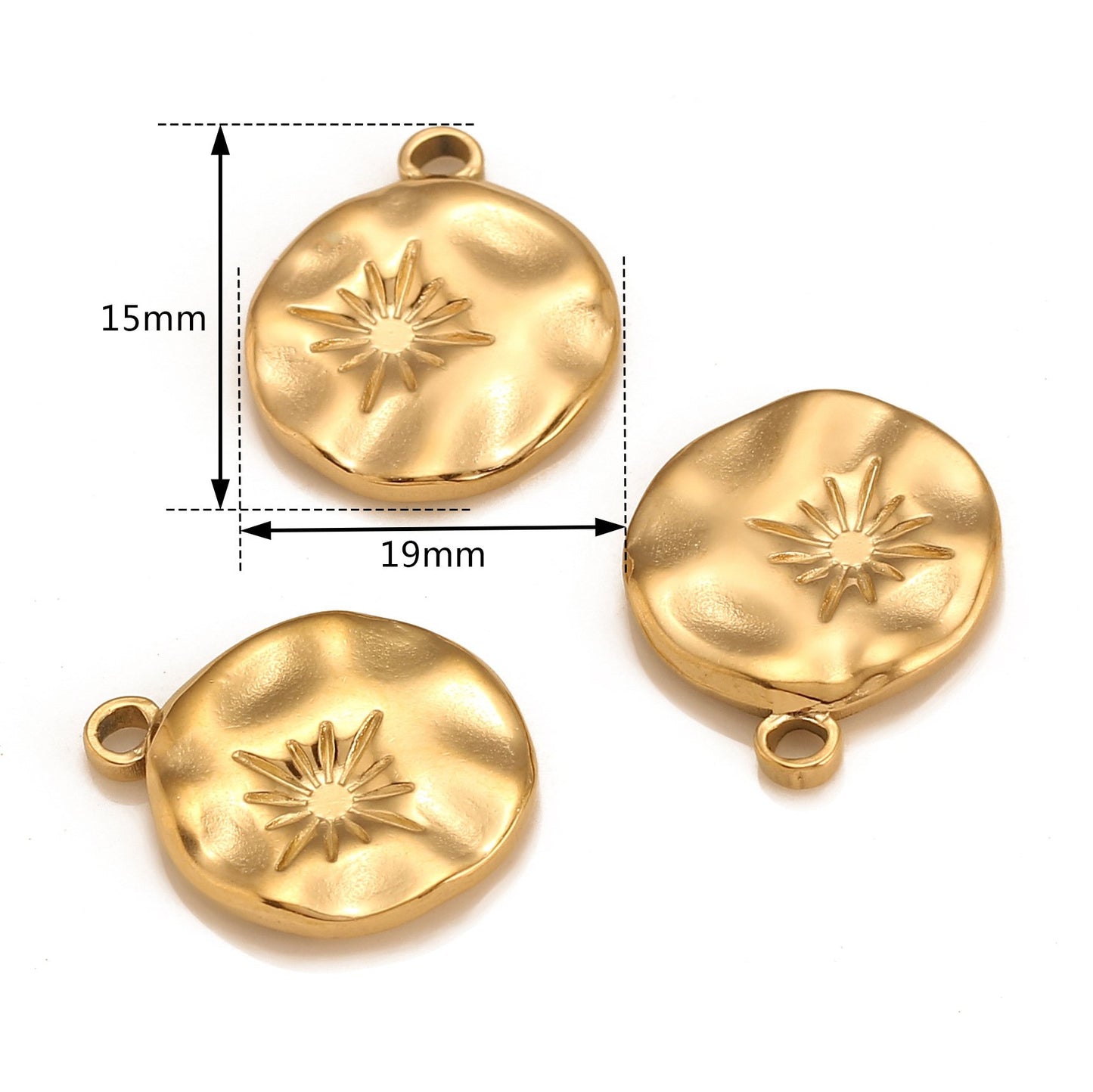 Pendentif étoile ronde à six branches en acier inoxydable