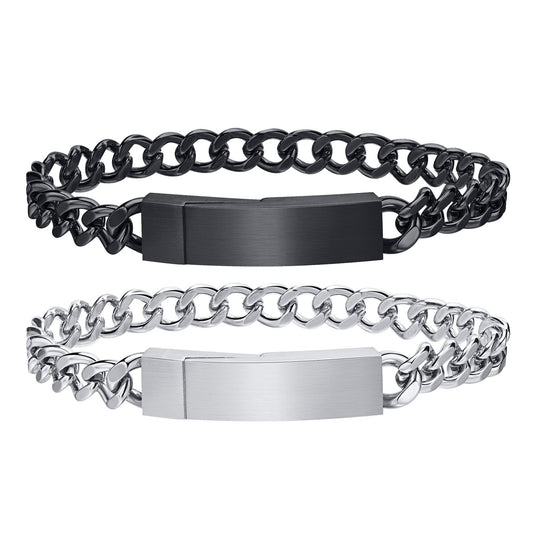 Stainless Steel Cuban Chain Magnetic Blank Bracelet