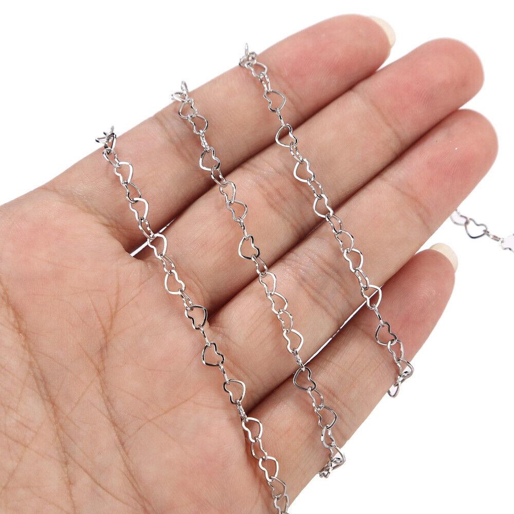 Stainless Steel Heart Link Chain - By the Meter