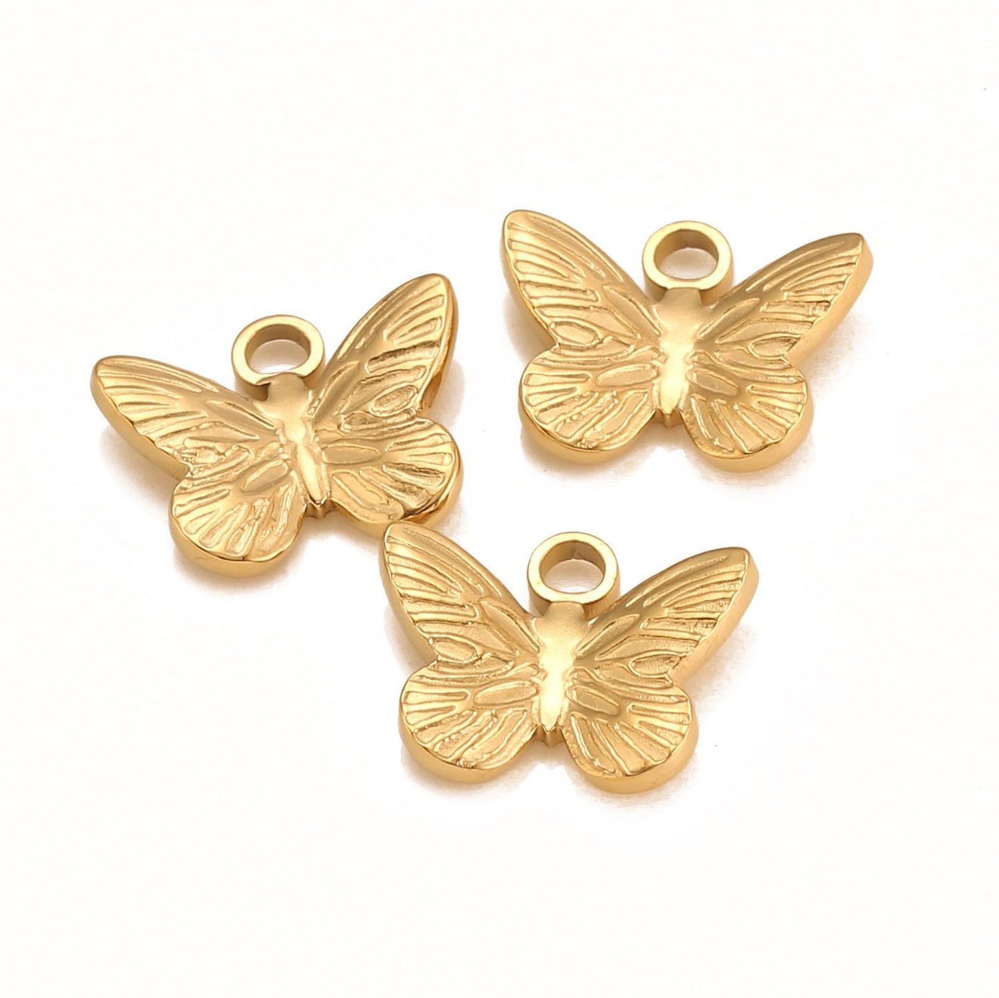 Pendentif papillon 3D en acier inoxydable