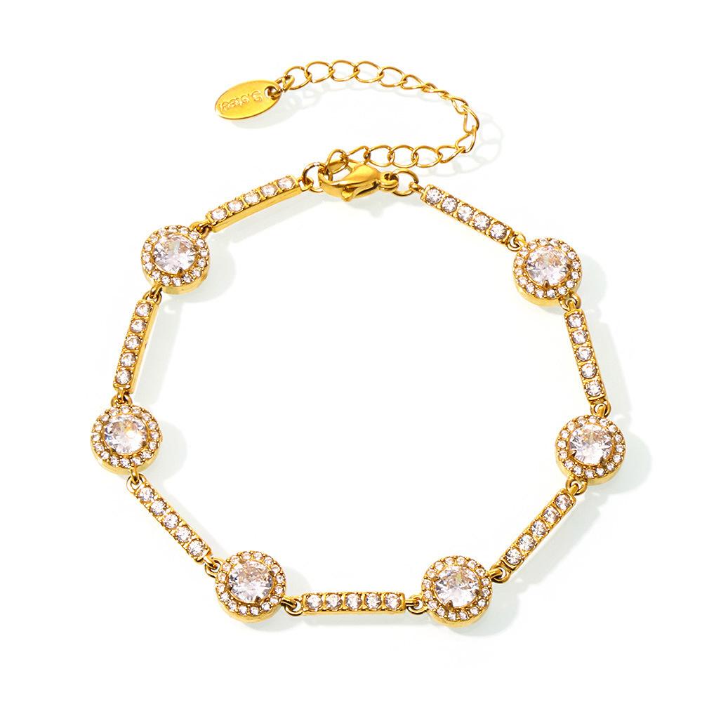 Stainless Steel Round Cubic Zirconia Bracelet