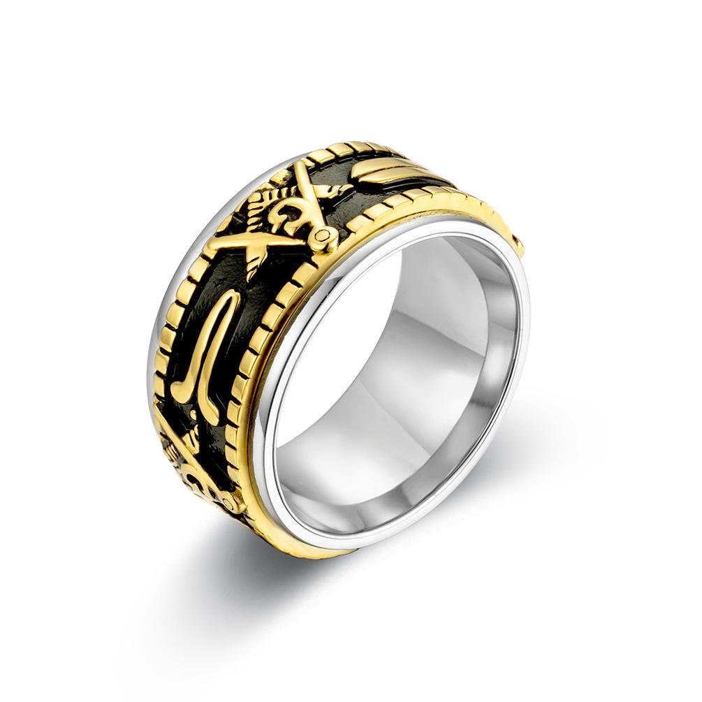 Stainless Steel Masonic Men's Spinner Ring