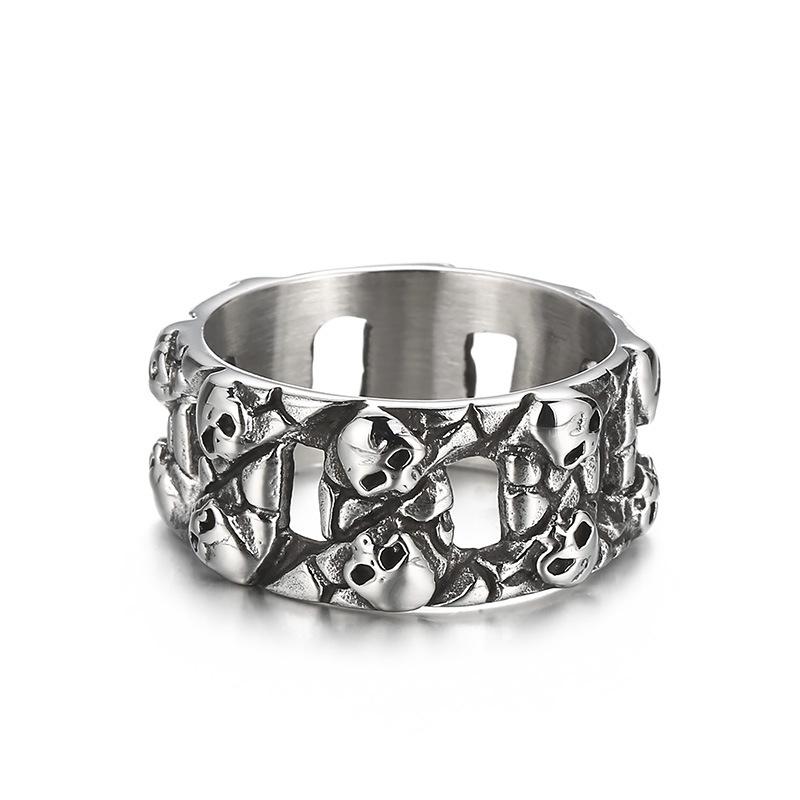 Stainless Steel Distressed Skull Ring