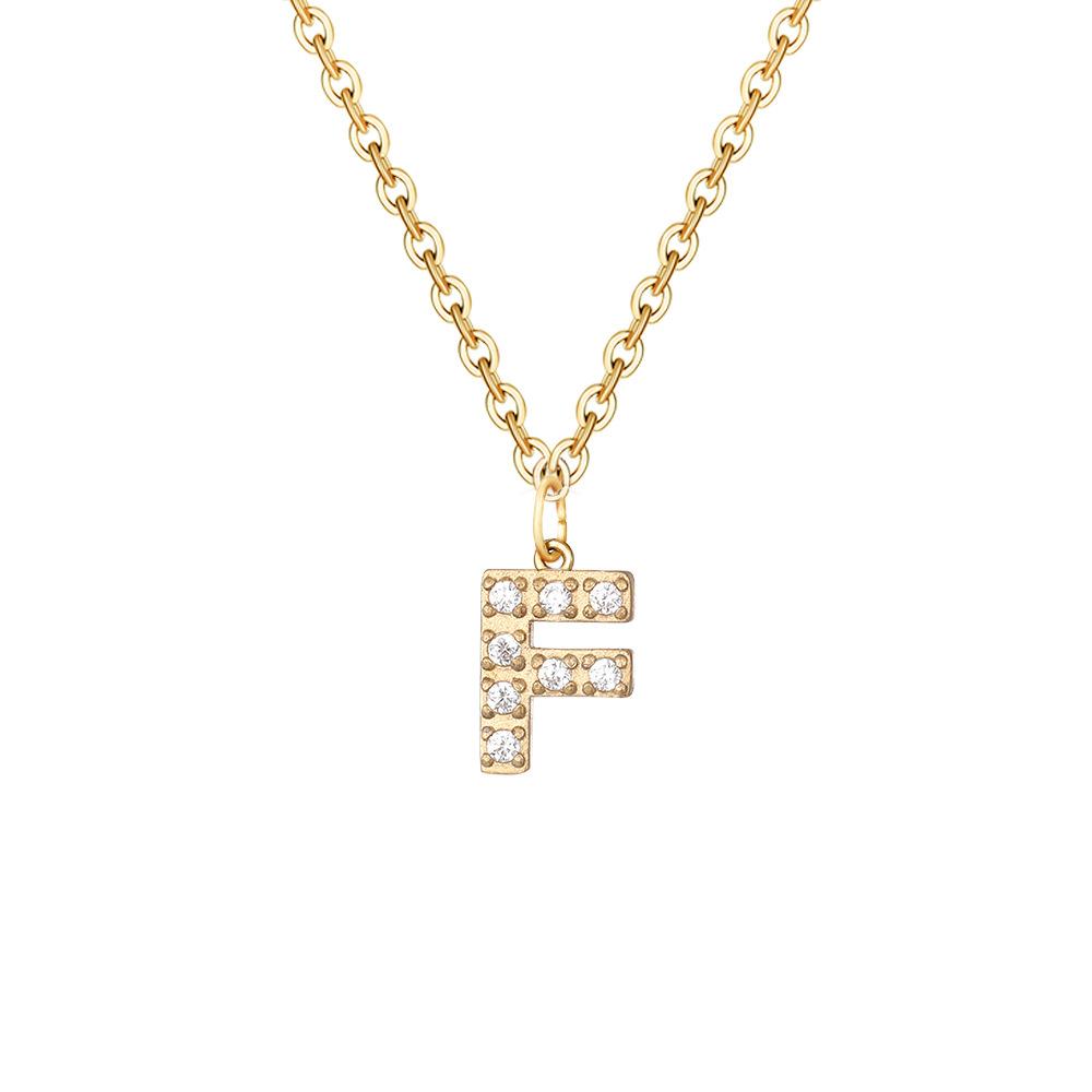 Letter Inlay Cubic Zirconia Pendant Necklace