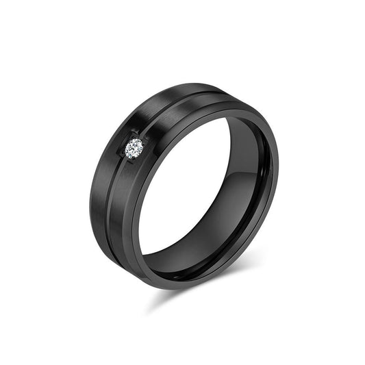 Center Fluted CZ Stainless Steel Blank Ring