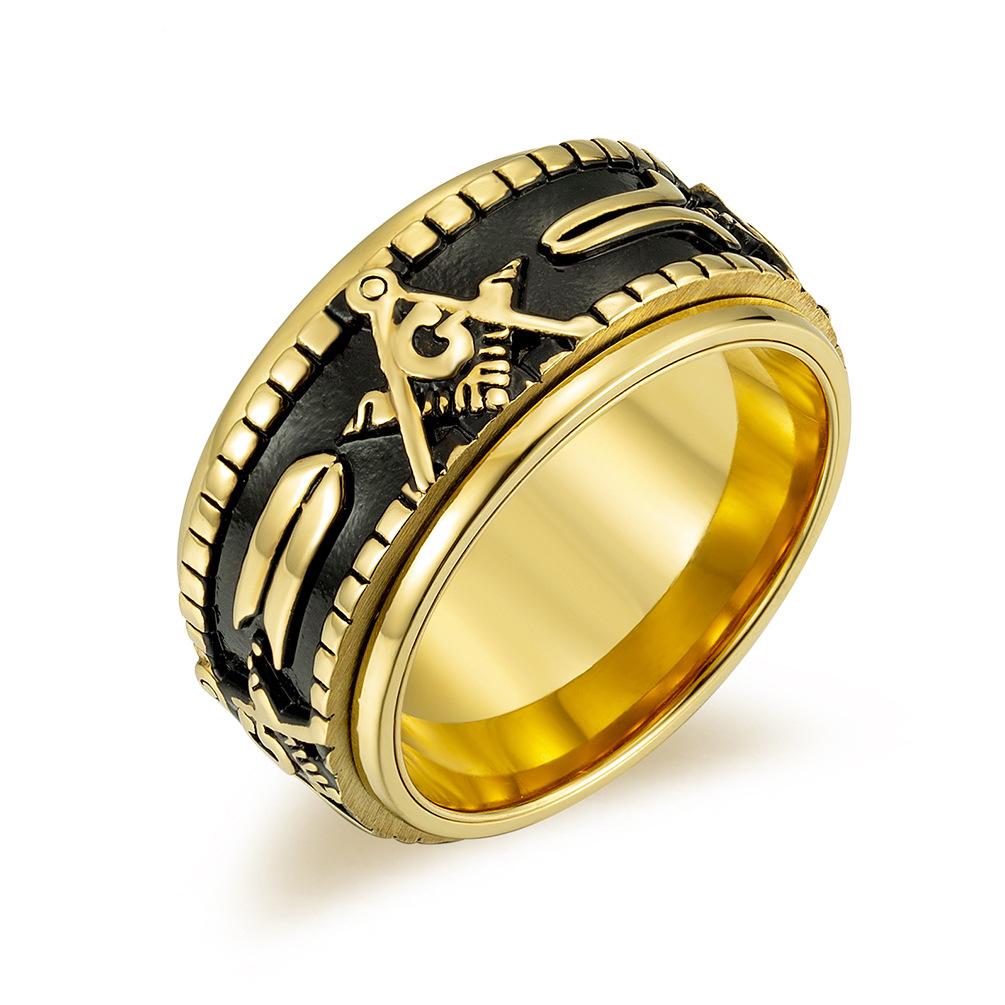 Stainless Steel Masonic Men's Spinner Ring