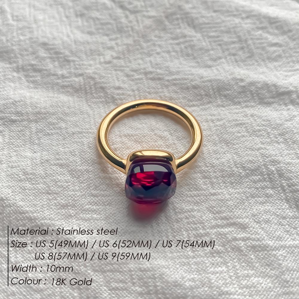 Stainless Steel Irregular Square Birthstone Ring
