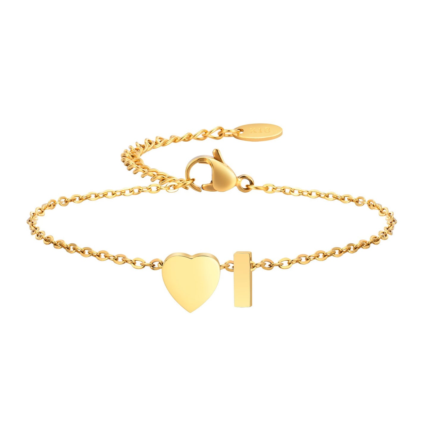 Stainless Steel Heart & Letter Blank Bracelet
