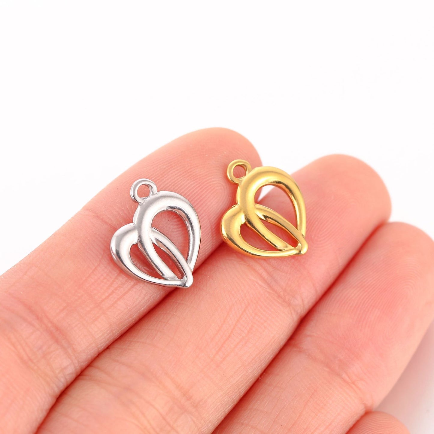 Stainless Steel Double Heart Pendant
