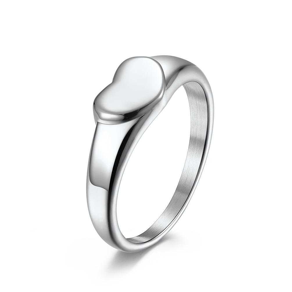 Stainless Steel Heart Shape Women's Blank Ring