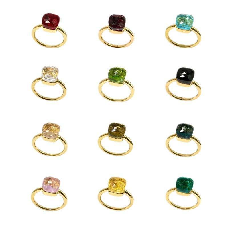 Stainless Steel Irregular Square Birthstone Ring