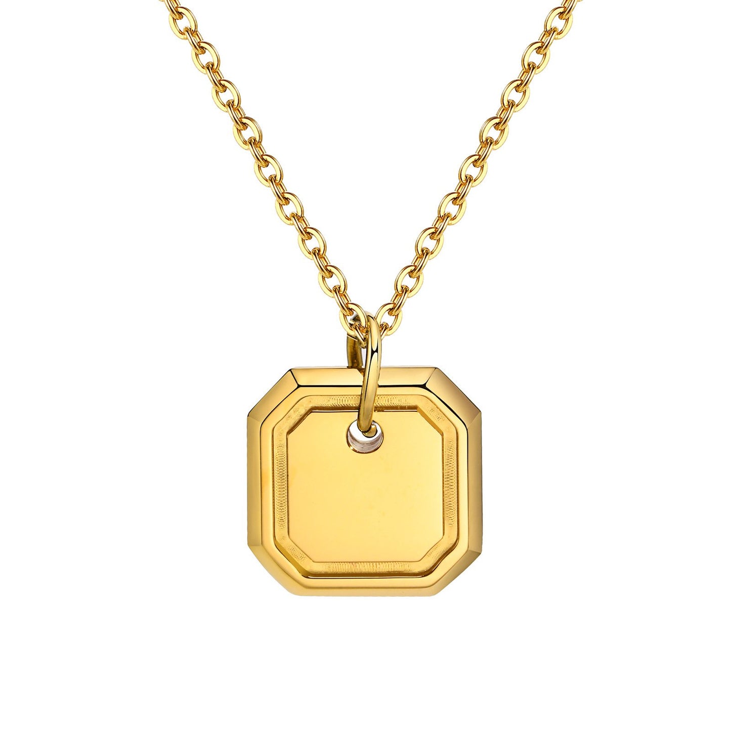 Stainless Steel 3D Square Blank Necklace