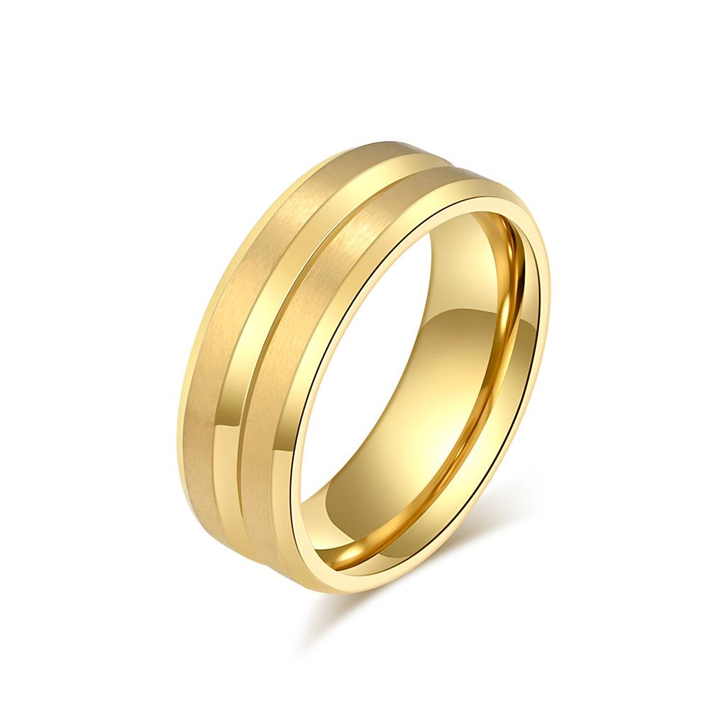 V-Groove Brushed Stainless Steel Blank Ring