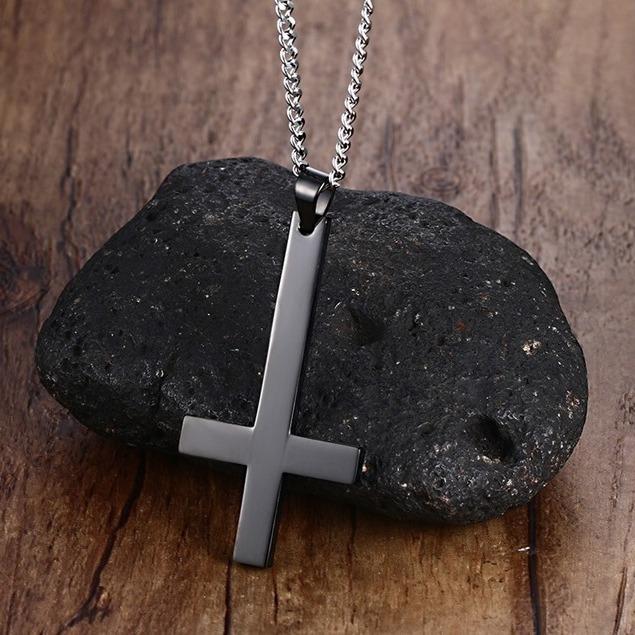 55mm Stainless Steel Upside Down Cross Blank Necklace