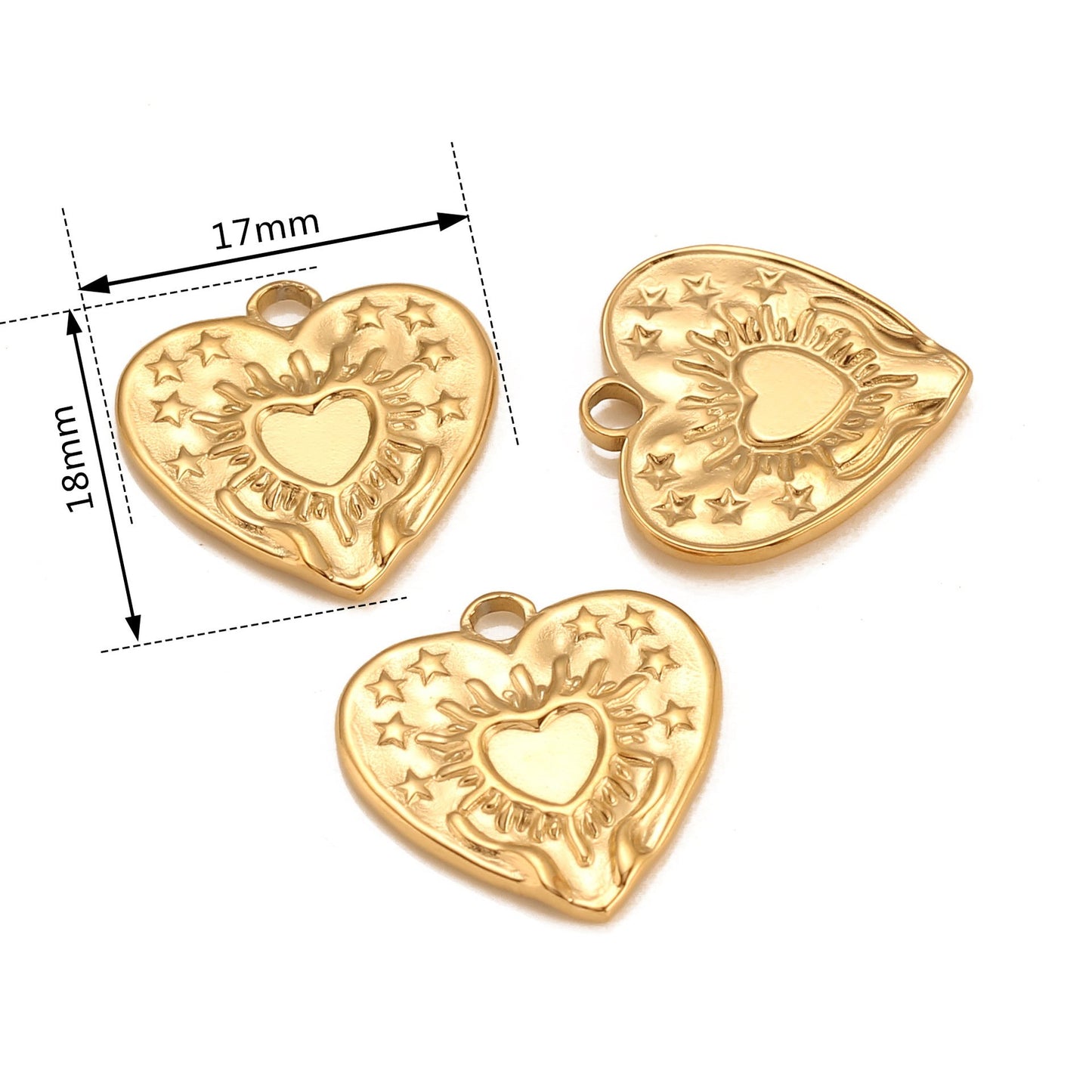 Sun Star Bend Inward Heart Shape Stainless Steel Pendant
