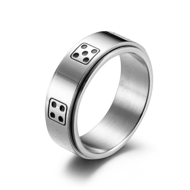 Stainless Steel Dice Spinner Couple Ring