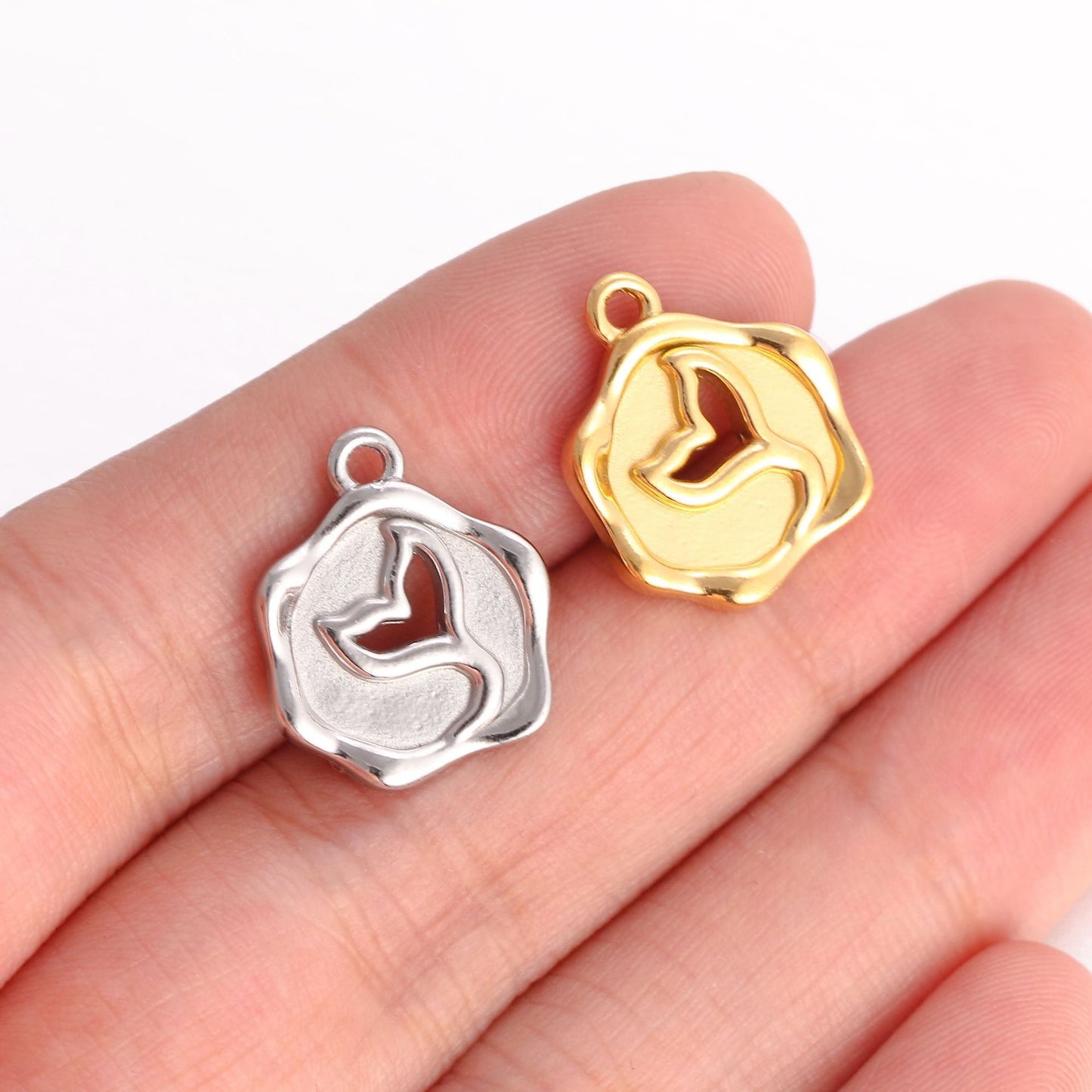 18K Gold PVD Stainless Steel Hollow Mermaid Tail Pendant