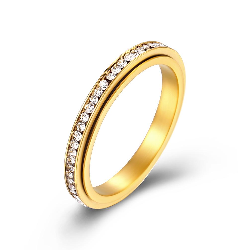 3mm Cubic Zirconia Stainless Steel Spinner Ring