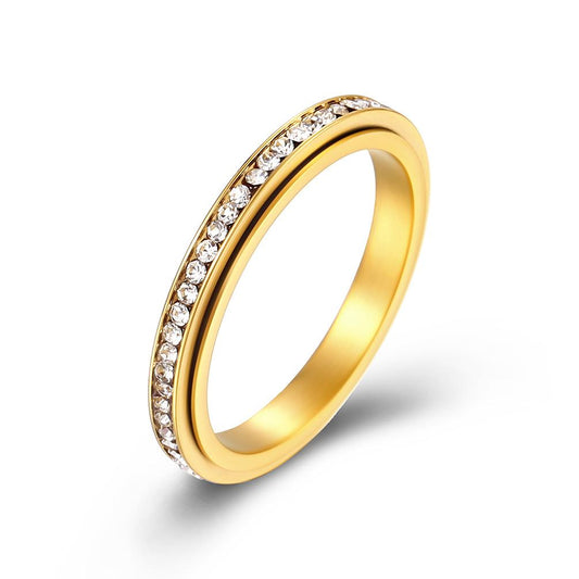 3mm Cubic Zirconia Stainless Steel Spinner Ring