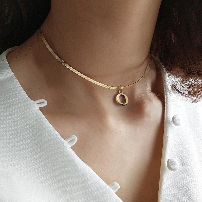 Stainless Steel Snake Chain Letter Choker