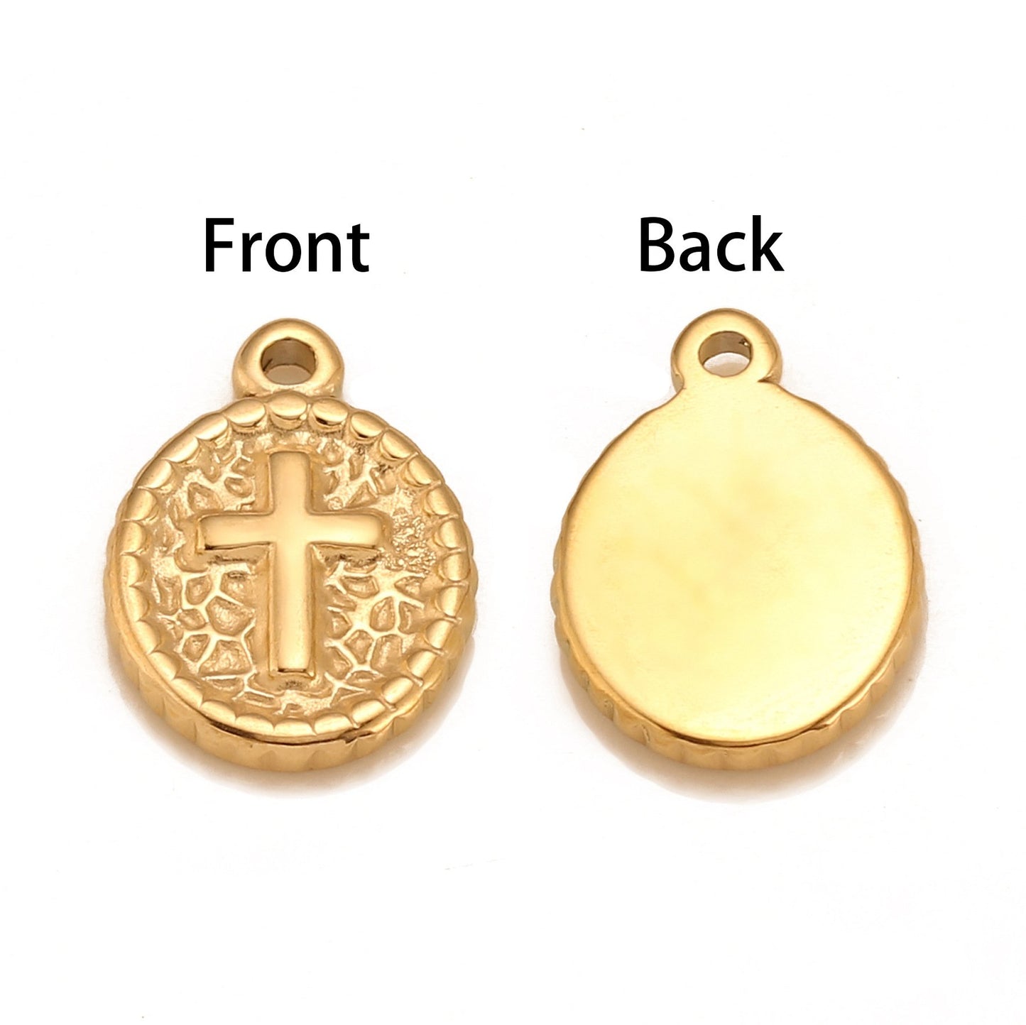 Oval Irregular Bend Inward Stainless Steel Cross Pendant
