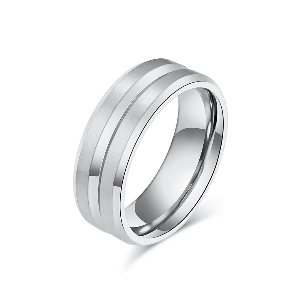 V-Groove Brushed Stainless Steel Blank Ring