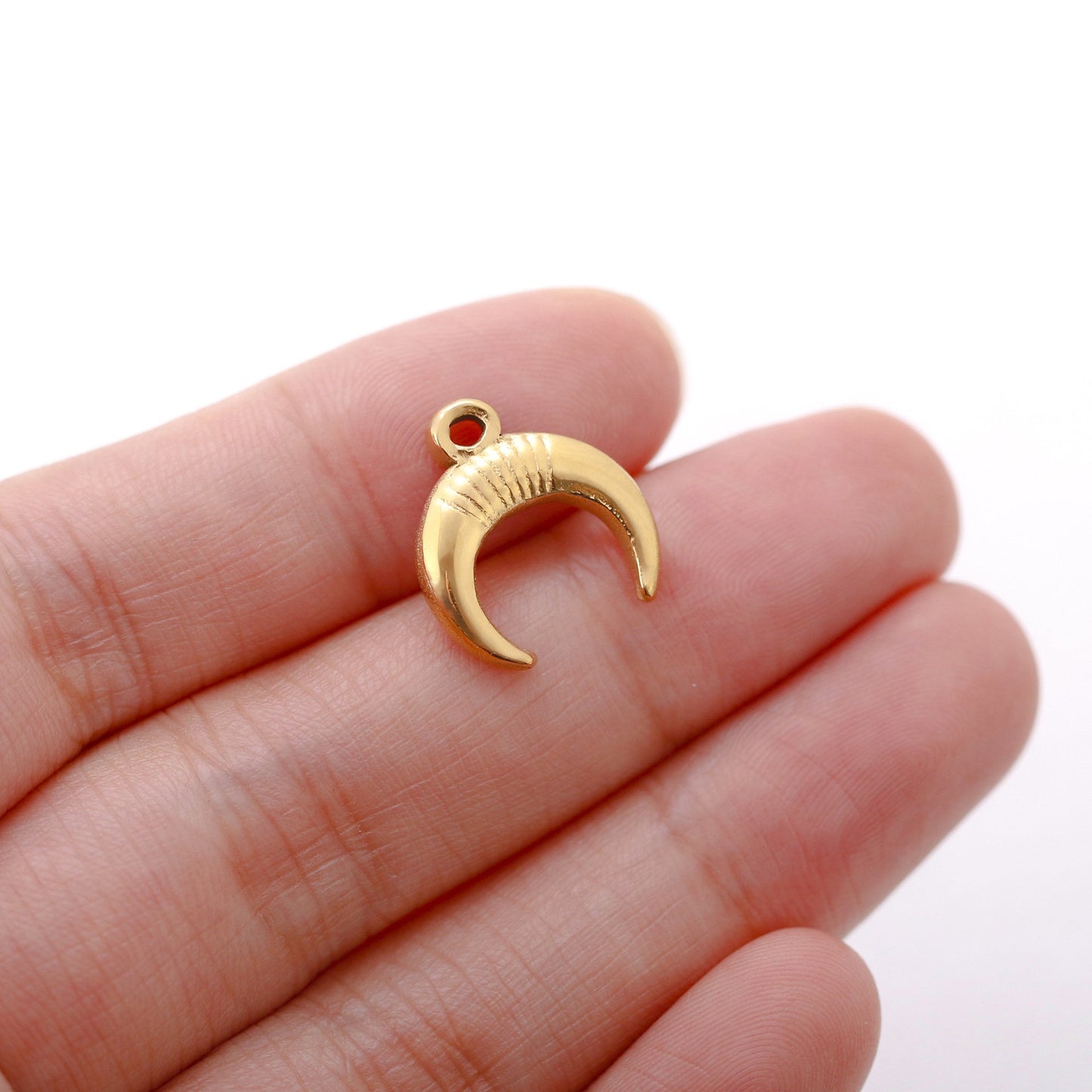 18K Gold PVD Stainless Steel Moon Pendant