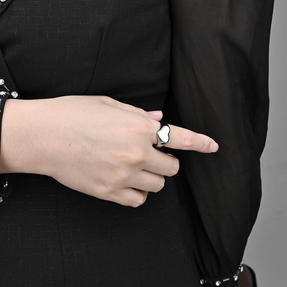 Polished Heart Shaped Stainless Steel Blank Ring
