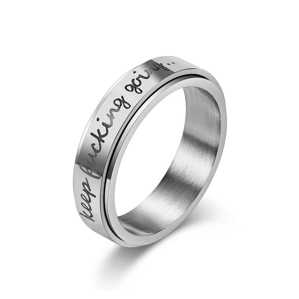 Keep Fucking Going Stainless Steel Spinner Ring