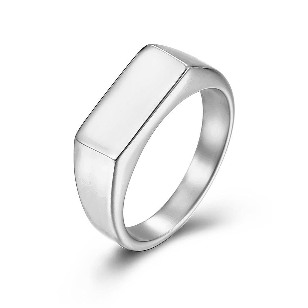 Rectangular Polished Stainless Steel Signet Ring