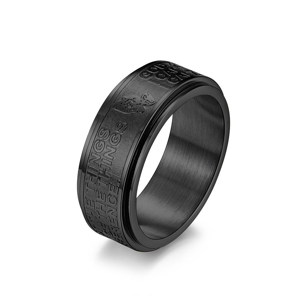 18K Gold PVD Stainless Steel Alphabet Spinner Ring