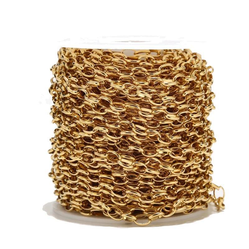 7mm Stainless Steel Oval Cable Chain - By the Meter
