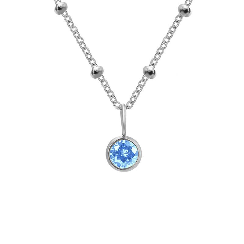 Stainless Steel Ball Chain Birthstone Necklace