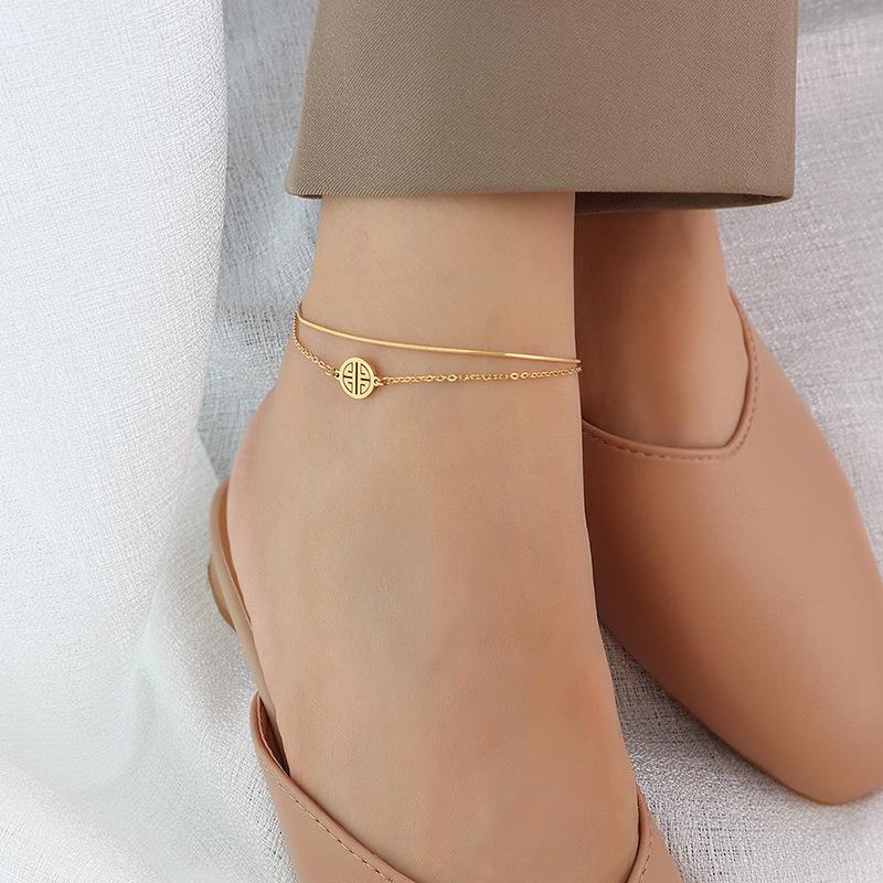 Chinese Style 18K Gold PVD Stainless Steel Anklet