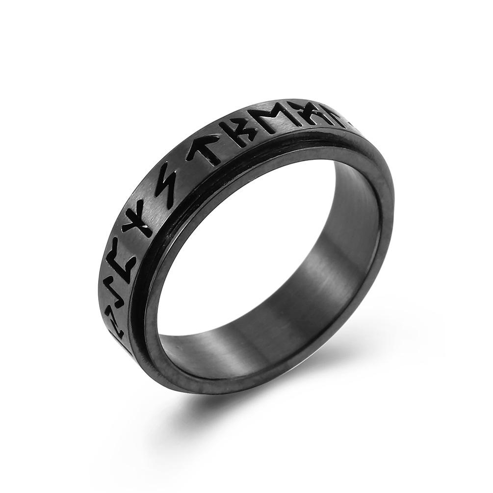 Viking Stainless Steel Runes Spinner Ring