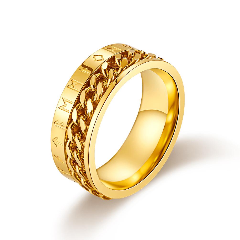 Stainless Steel Chain Viking Men's Spinner Ring