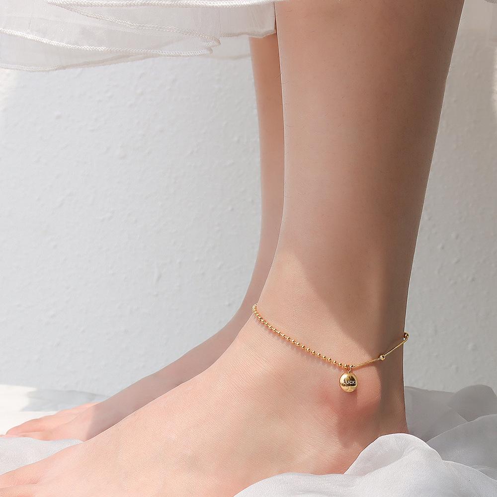 Bead Stitched Snake Chain Stainless Steel Anklet