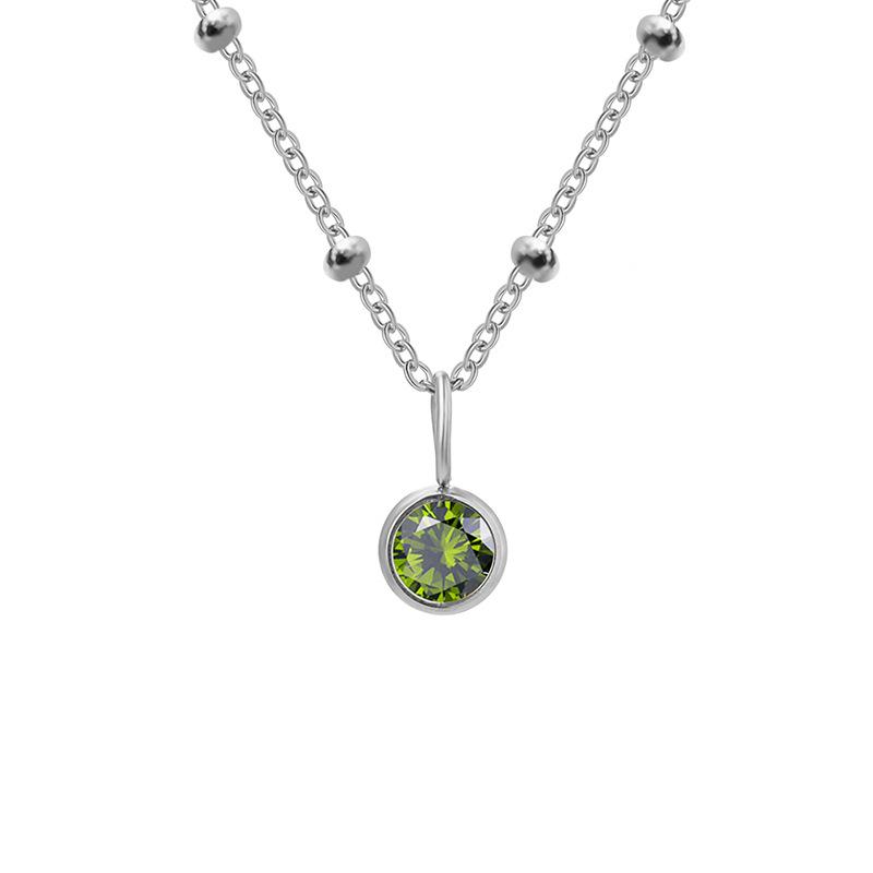 Stainless Steel Ball Chain Birthstone Necklace
