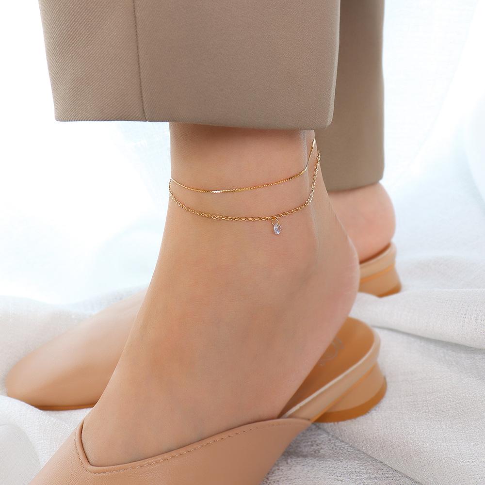 18K Gold PVD Double Layer Stainless Steel Anklet