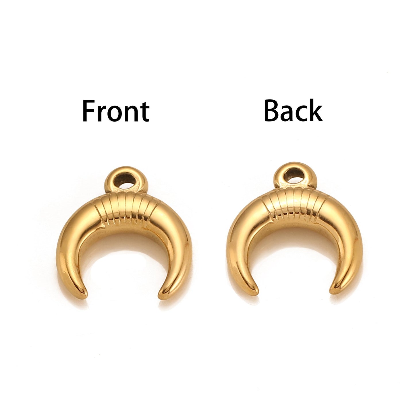 18K Gold PVD Stainless Steel Moon Pendant
