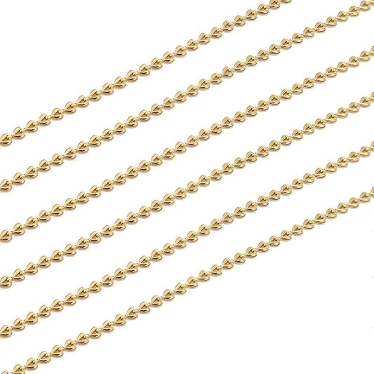 4mm Stainless Steel Hollow Heart Link Chain - By the Meter