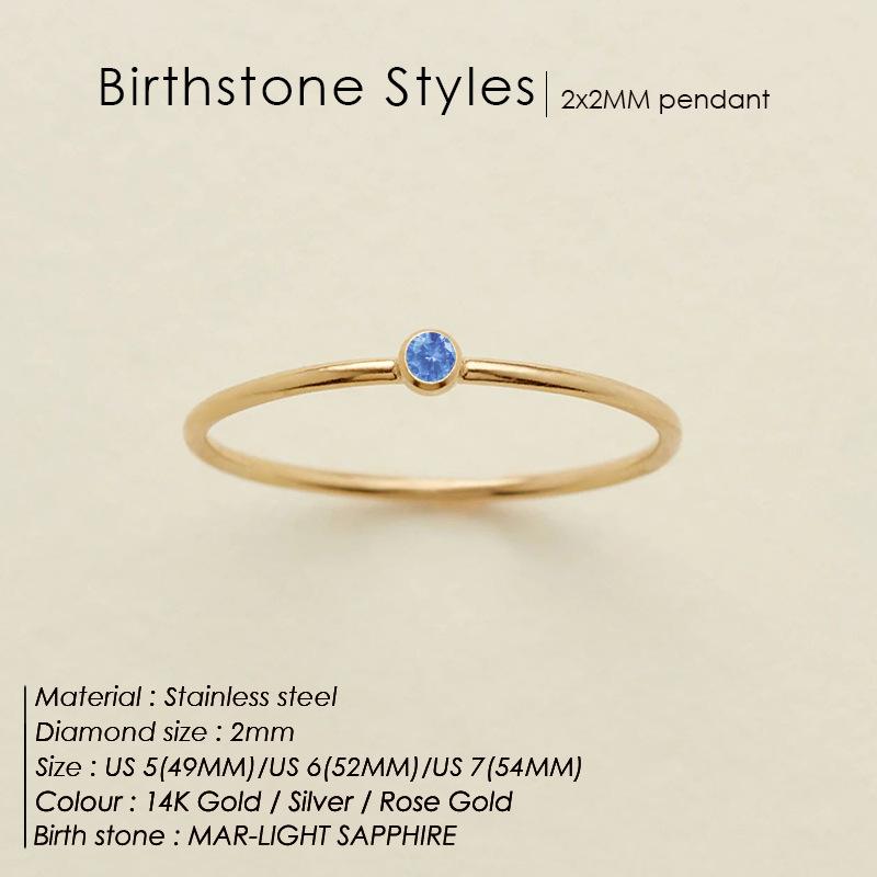 Stainless Steel Birthstone Classic Stacking Ring