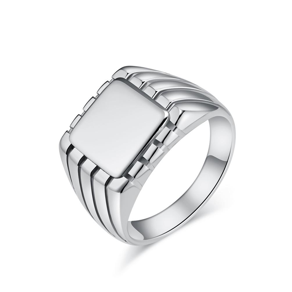 Polished Stainless Steel Square Signet Ring