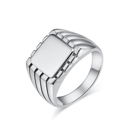 Polished Stainless Steel Square Signet Ring