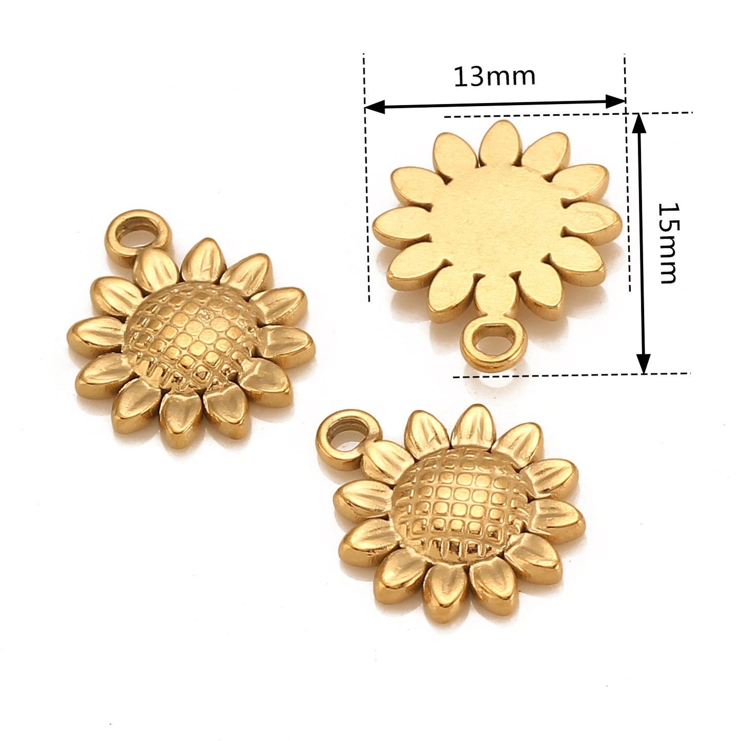 3D Sunflower Stainless Steel Pendant