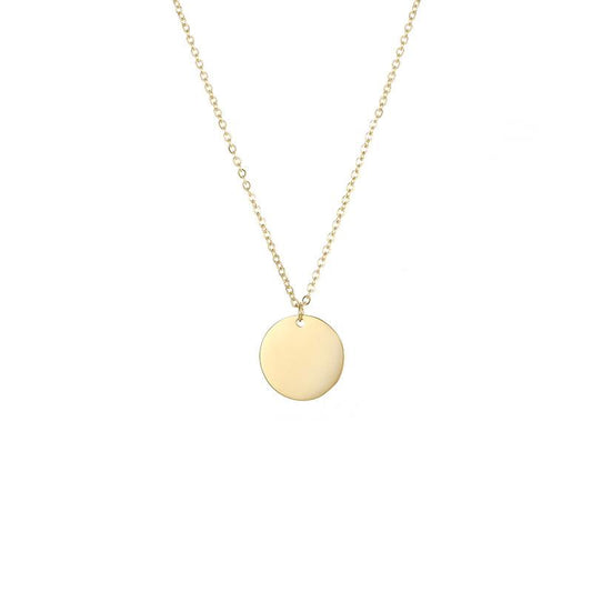 Stainless Steel 15mm Round Disc Blank Necklace