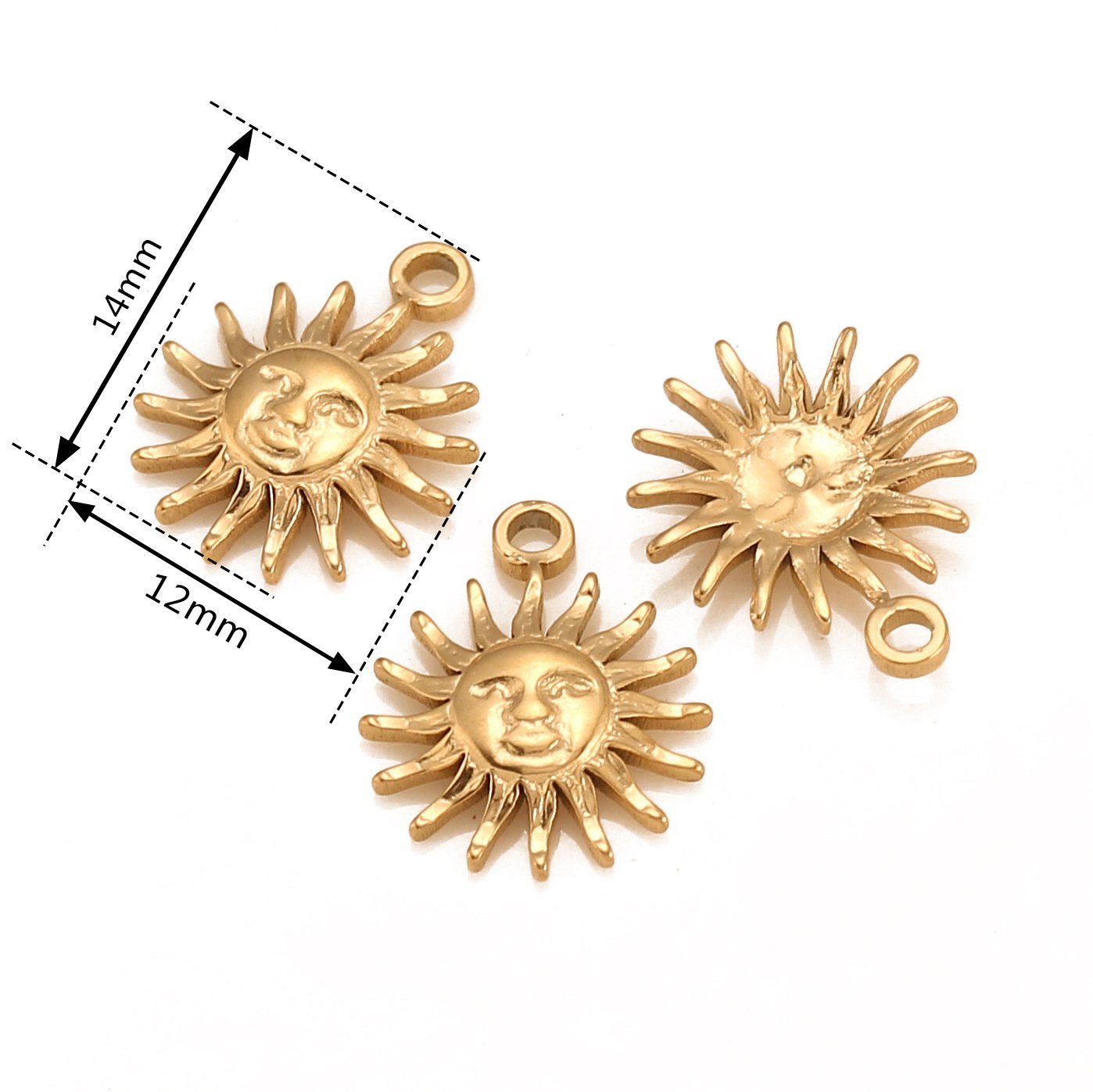 Pendentif Smiley Soleil en acier inoxydable
